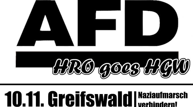 Von Rostock nach Greifswald – Antifa united! | Gemeinsame Zugfahrt am 10.11. zum Protest gegen die AFD