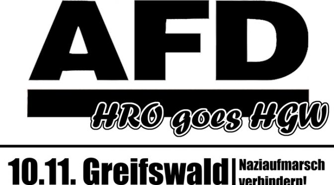 Von Rostock nach Greifswald – Antifa united! | Gemeinsame Zugfahrt am 10.11. zum Protest gegen die AFD | ACHTUNG : ABFAHRTSZEIT HAT SICH GEÄNDERT!