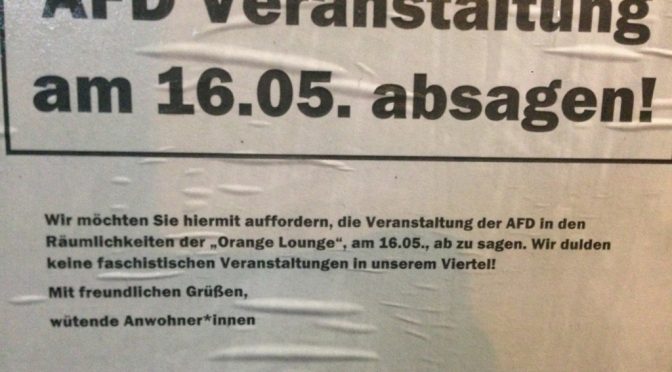 [HRO] KEIN RAUM DER AFD – Veranstaltung am 16.05. in Rostock absagen!